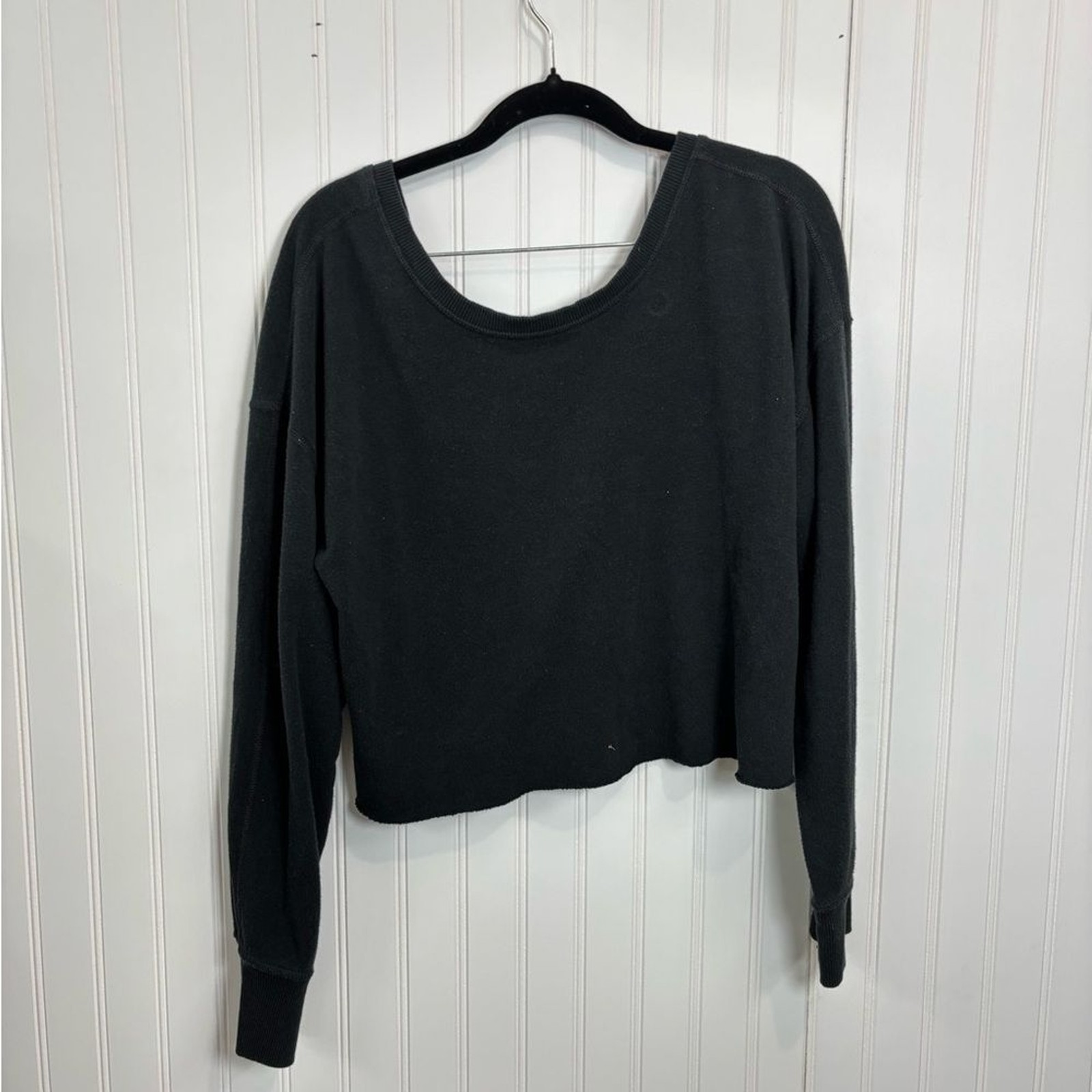 Aerie offline Black low black Women's semi Cropped athleisure pulloverSweatshirt
