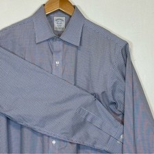 Brooks Brothers Regent Blue  White Check Dress Shirt Size 151/2-34