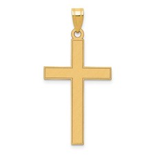 14k Gelbgold Kreuz Anhänger gebürstete Oberfläche poliert Kaution christlicher Schmuck