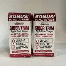 Diet Works APPLE CIDER VINEGAR WATER BALANCE WEIGHT LOSS  120ct Exp10/27 Two Lot