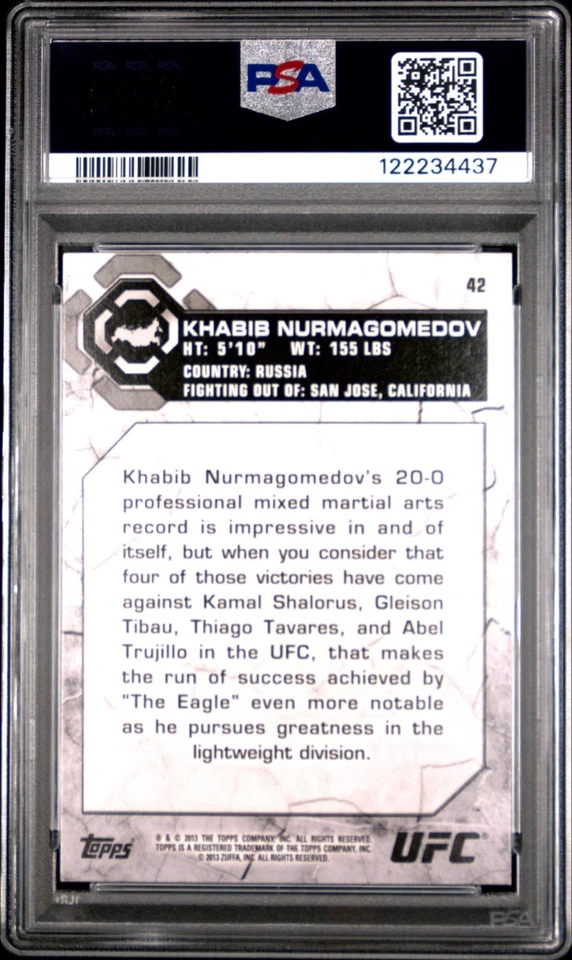 2013 TOPPS UFC BLOODLINES #42 KHABIB NURMAGOMEDOV - 2nd Year - PSA 9 - Image 4 of 4