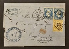🇨🇵 FRANCE 1867 - Nice Cover From Roubaix To Leipzig 🇩🇪
