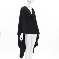 ISSEY MIYAKE 1980s Vintage black wool side zip draped cowl neck coat JP9