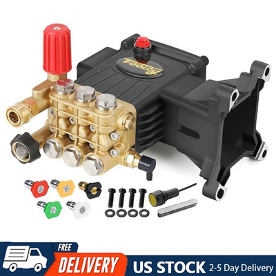 #ad 4000PSI 4.4GPM 1quot;Shaft Horizontal Triplex Plunger Power Washer Pressure Pump Kit $159.99
