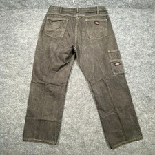 Dickies Mens Faded Black Carpenter Jeans 36x30 Relaxed Fit Utility Work Pants