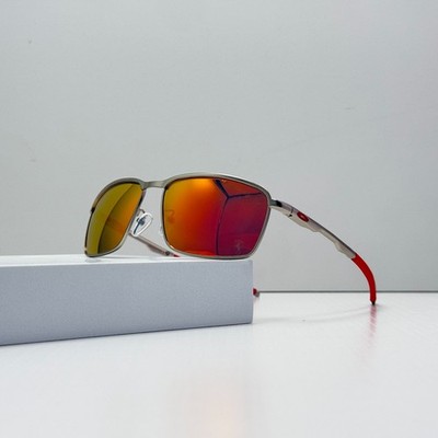 Oakley Conductor 6 OO4106 Sunglasses Silver Frame Ruby Polarized Red Arm