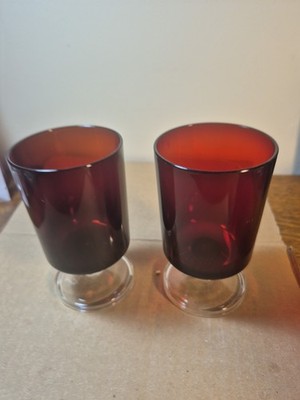2 Vintage Luminarc Arcoroc France Ruby Red Stemmed Glass 8 oz 4.5'' Replacement