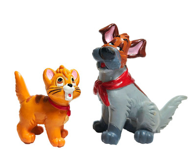 Vintage Disney Oliver & Co Bully Figures Oliver & Dodger Bullyland  PVC