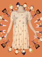 CREATIVE COTTONS Hippie Orange DANCING LADIES Babydoll Peasant Dress Women's O/S