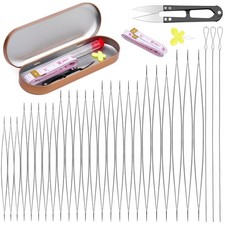 GarfxG 32 PCS Beading Needles Set - Collapsible Big Eye, Twisted Wire white