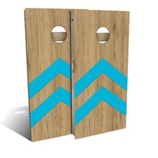 Cornhole Boards Skip's Garage Aqua Chevron Outdoor Lawn Game Set 2x4