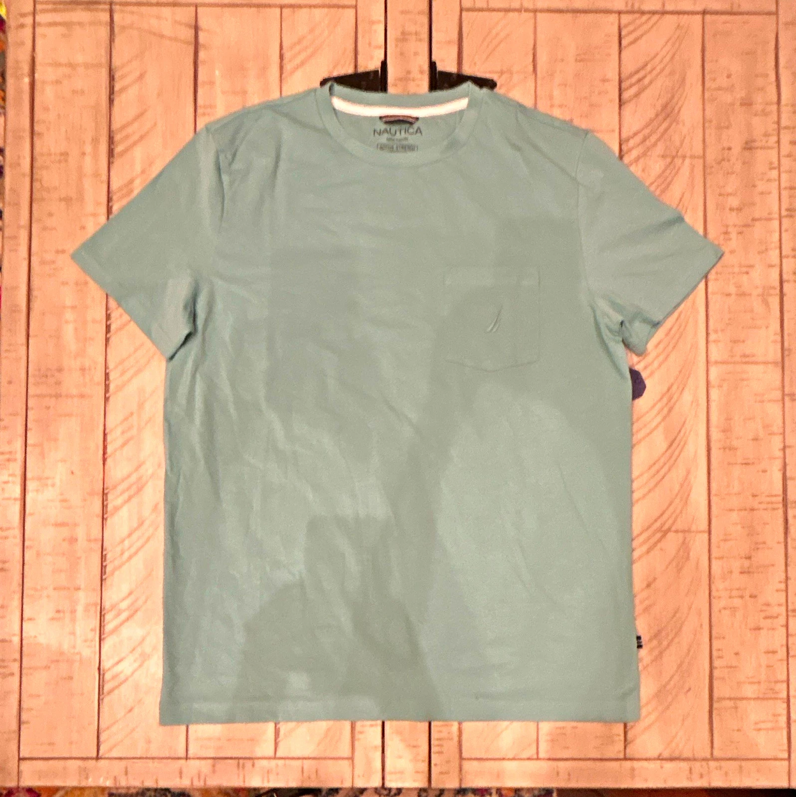 Nautica Deck T-Shirt Men’s M Blue Stretch Pocket Logo Crew Neck Short Sleeve - product detail image 1