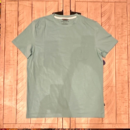 Nautica Deck T-Shirt Men’s M Blue Stretch Pocket Logo Crew Neck Short Sleeve - product listing photo