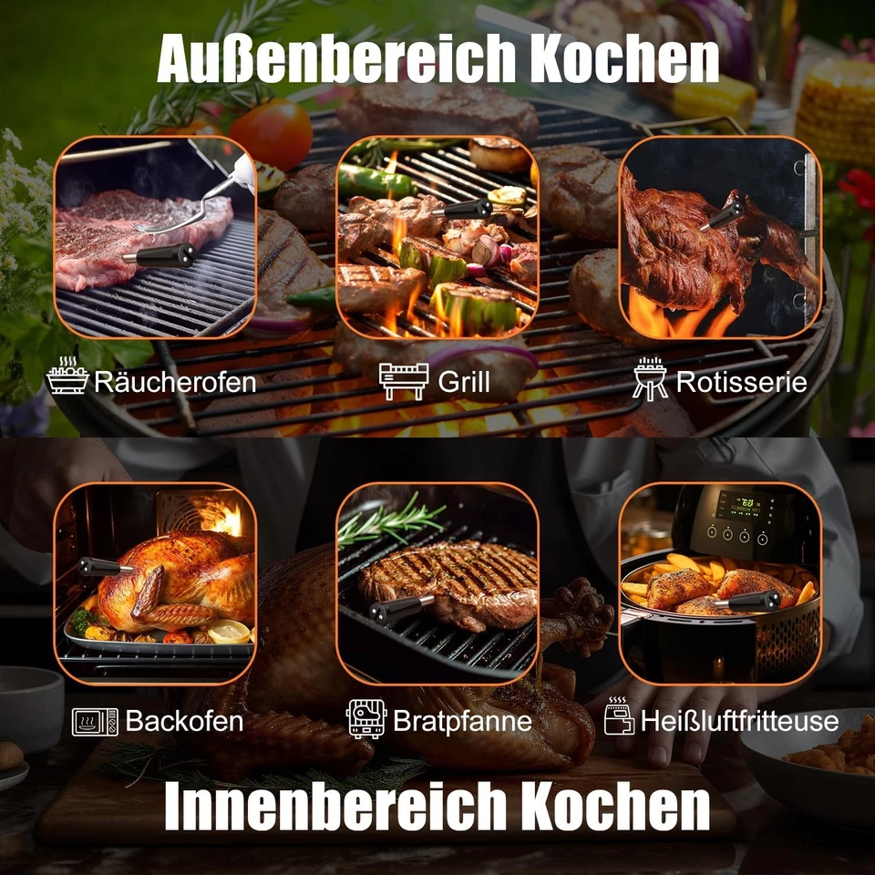 Kabelloses Fleischthermometer mit Bluetooth 100m - Präzise Messung 0-100°C App - Bild 4 von 4