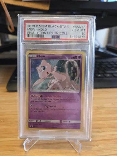 Mew SM215 Hidden Fates Pin Collection Holo Promo GEM MT PSA 10 (Pop 196)