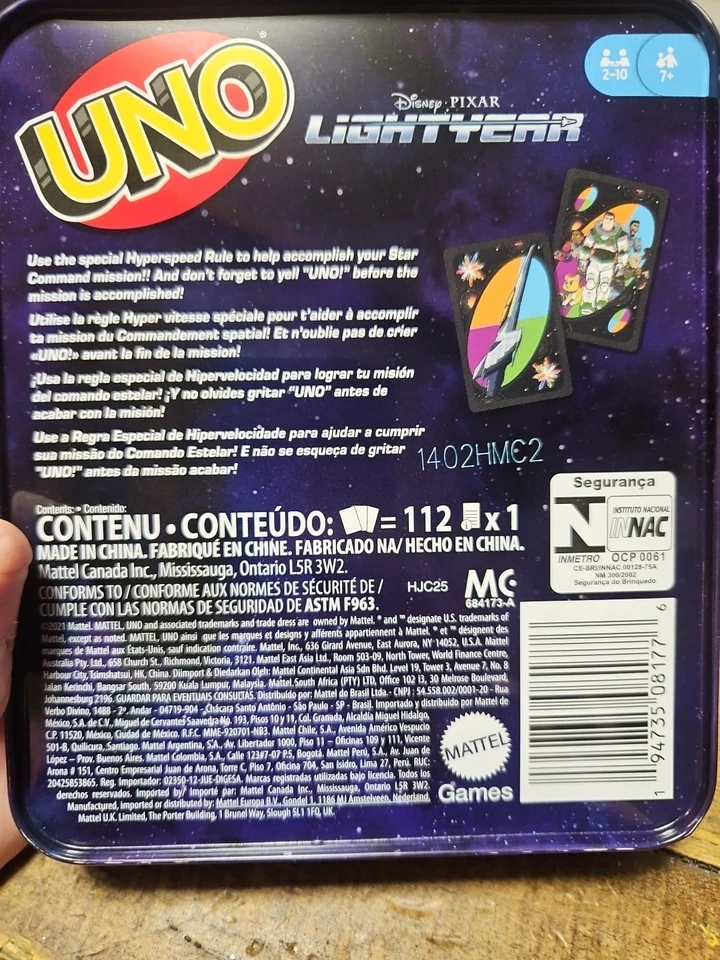 Mattel UNO Disney LIGHTYEAR Edition Card Game in Collectible Tin Container - New - Image 2 of 3