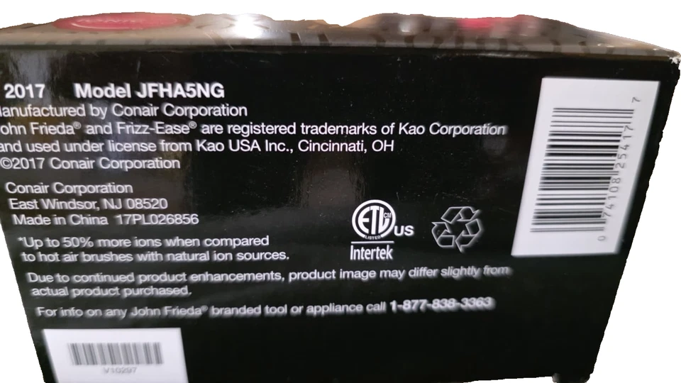 Nuevo Cepillo de Pelo Aire Caliente Iónico John Frieda Frizz Ease Forma Salón 1.5" 500W Foto 3 de 3