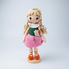 Crochet Spring Flower Girl Doll Handmade doll Gift for Daughter or Friend
