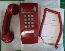 Retro Wall Mount Phone with Loud Mechanical Ringer Vintage Phones Red New In Box