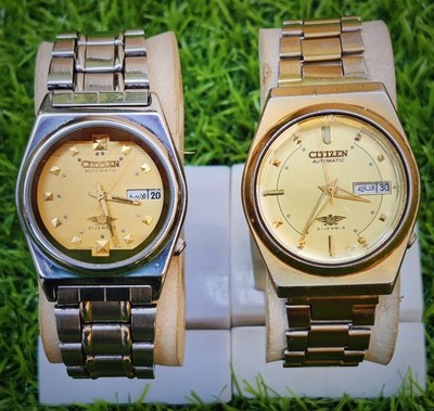 Vintage Citizen Automatic 21 Jewels Watches Pair Gold Tone Japan