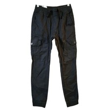 NEW Southpole Boys Jogger Ripstop Khaki Pants Size S 8 Black Pull On Stretch