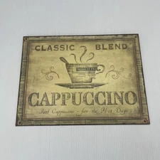 Vintage Metal Tin Wall Sign Cappuccino Coffee Cafe Classic Blend Rustic. {3}.