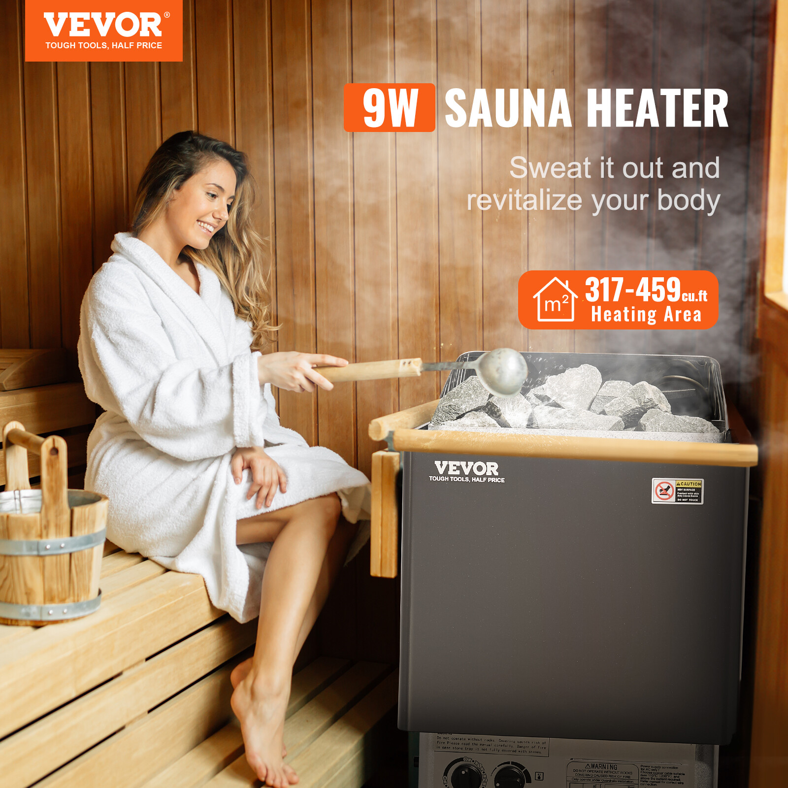 VEVOR 9KW Sauna Heater Stove Wet &amp; Dry w/ Internal Controller Digital 220V