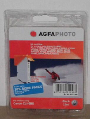 Agfa Tinte kompatibel für Canon CLI-8BK Pixma MP500 MP530 MP600 R MP610 MP800 R
