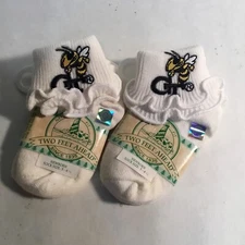 Georgia Tech University Newborn Socks Size 3 –4 1/2 To Pairs
