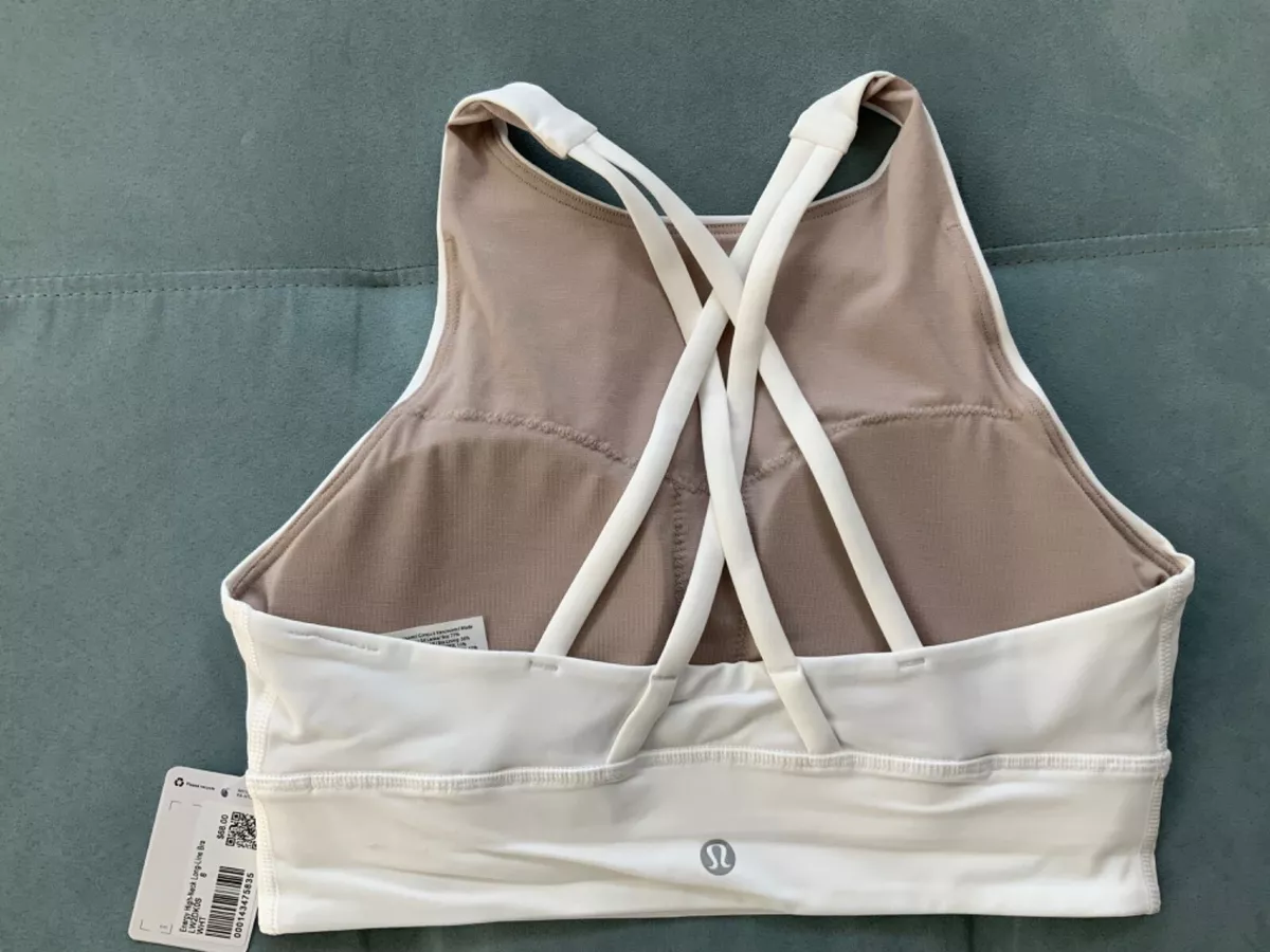 lululemon athletica, Intimates & Sleepwear, Lululemon Energy Highneck Longline  Bra Medium Support Bd Cups White Size 8