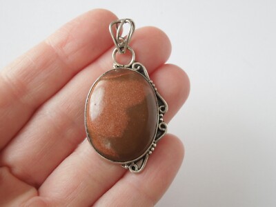 925 Silber Anhänger Goldfluss Aventuringlas Sunstone 11,9 g/4,9 x 2,6 cm