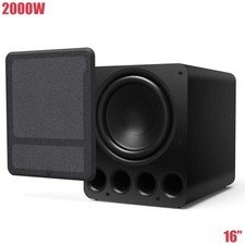16" Powered Subwoofer 2000w Amplifier Surround Sound Home Theater Matte Black