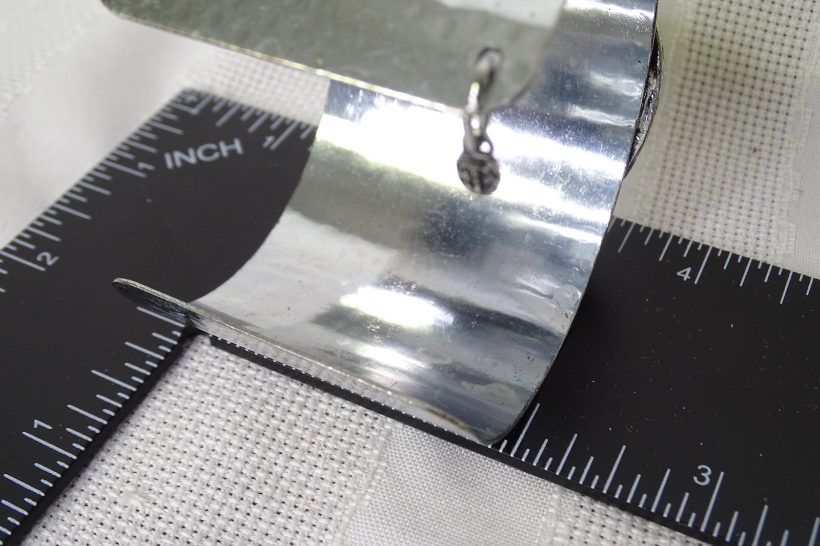 Silver Plated Hammered Cuff Bracelet Shell Teardr… - image 7