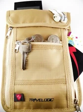 TRAVELOGIC - Travel Neck Wallet Passport Holder Ripstop Nylon RFID Security