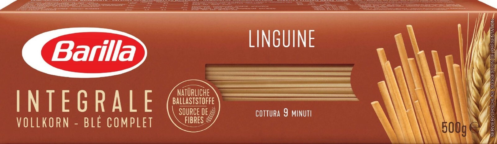 4X BARILLA WHOLEMEAL PASTA 100% ITALIAN DURUM WHEAT LINGUINE 4x500g