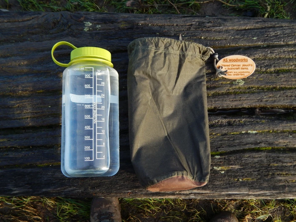 Tasche für Nalgene Flasche 1L, Weithalsflasche - Bushcraft, gewachstes Canvas. - Bild 2 von 4