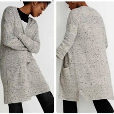 Madewell Donegal Kent Cardigan Sweater Large Wool Blend Long Coziest Yarn Cream