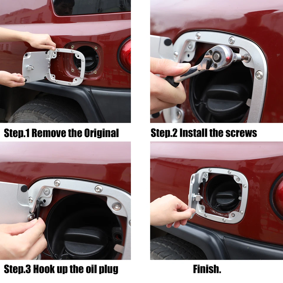 Sliver Alloy Fuel Tank Lid Replacement Locking Lid Fits Toyota FJ Cruiser 07-14 - Image 2 of 4