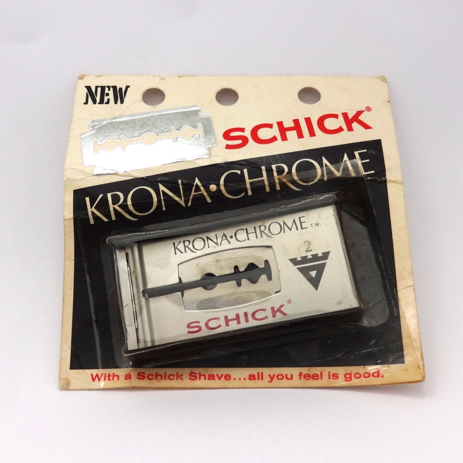 NOS! VINTAGE SCHICK KRONA CHROME DOUBLE EDGE SAFETY RAZOR BLADE