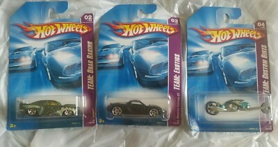 HOT WHEELS LOT OF 3 TEAM:EXOTICS - DRAG RACING - CUSTOM BIKES #2 #3 #4 NEW