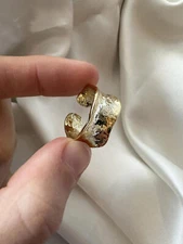Gold Chunky Ring, Gold Hammered Ring, Stackable Adjustable Open Ring, Statement
