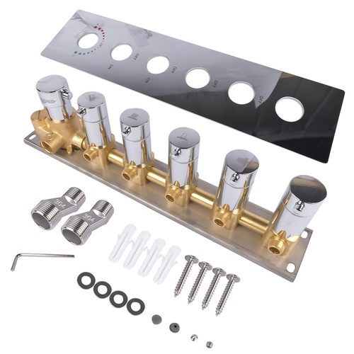 Kit Valvola Comando Doccia Miscelatore Termostatico Ottone 3/4/5 Funzioni Nero/Argento - Foto 62 di 84
