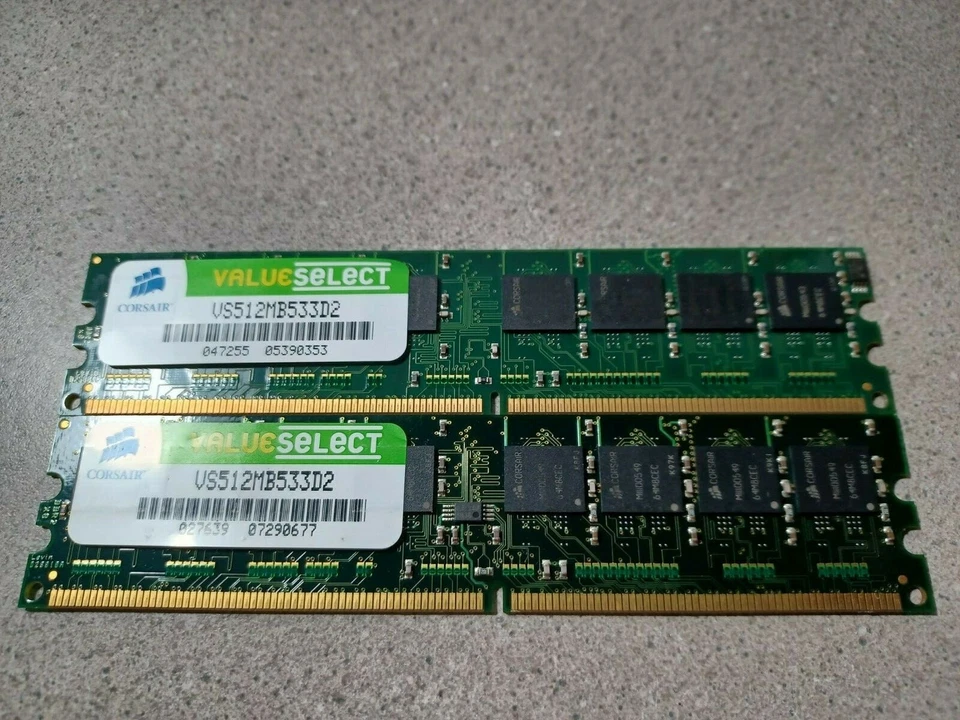 NOS 2 Corsair Value Select DDR2 PC-4200 512MB(1GB) Model#VS512MB533D2 - Image 2 of 2