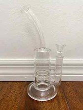 9  Clear Glass Water Pipe Bowl Disc Circ Perc 18mm