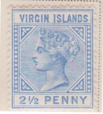 (F196-26)1883-4 Virgin Islands 2 1/2d ultramarine QVIC stamp  MH(Z)