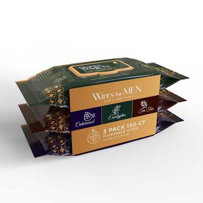 Men's Assorted Face and Body Wipes   Cedarwood, Tea Tree, and Eucalyptus (3-Pack