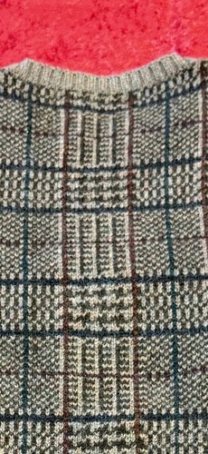 POLO Ralph Lauren Brown / Tan Plaid Crew Neck Pullover Sweater Leather Patches L - Picture 2 of 14