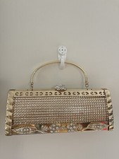 Gold Metal Rhinestones Evening Clutch Bag