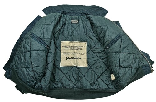 HOT Men's SCHOTT FLYER'S CWU-R BOMBER MILITARY FLIGHT 2P zip LINED TEAL Jacket L - Picture 13 of 17