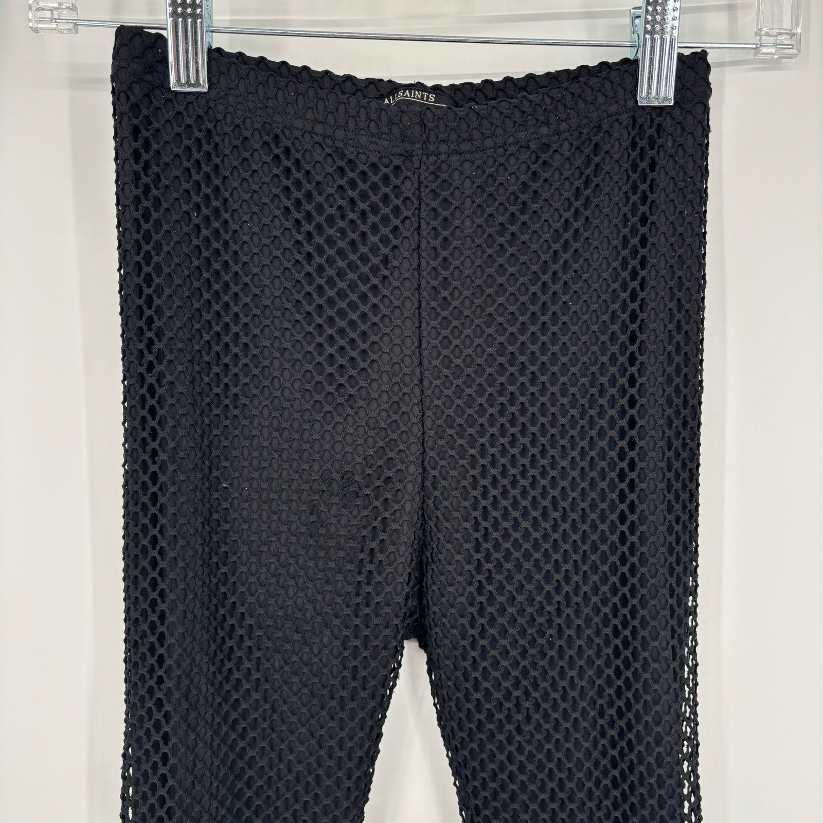 AllSaints Black Mesh Honeycomb Leggings Size 32 US 0 Small Edgy Layering Pants image 5